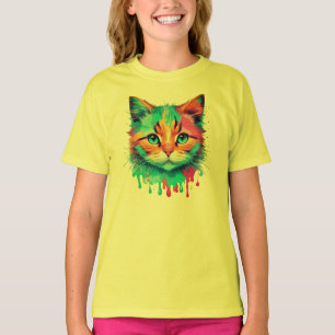 T-shirt Cute Cat Face Multicolore Design-89059