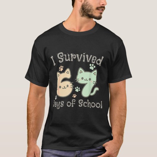 T-shirt Cute Cat I Survived 67 Days Of School Teachers Stu (Devant)