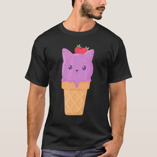 T-shirt Cute Cat Ice Cream Kitty Cat Dessert (Devant)