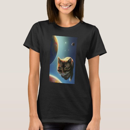 T-shirt Cute Cat in Space (Devant)