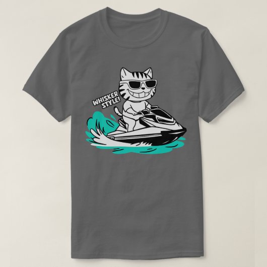 T-shirt Cute Cat Jet Ski été drôle cadeau cadeau (Design devant)