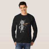 T-shirt Cute Cat Joue Violon Viola Fiddle (Devant entier)