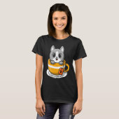 T-shirt Cute Cat Kitty in a coffee or tea cup (Devant entier)