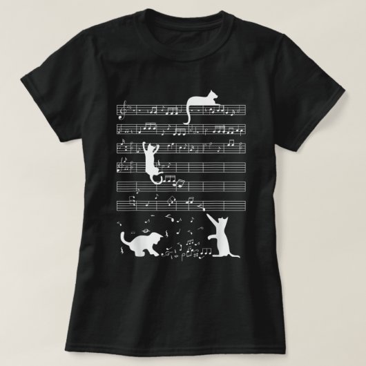 T-shirt Cute Cat Kitty Jouer Musique Note Drôle Clef Musiq (Design devant)