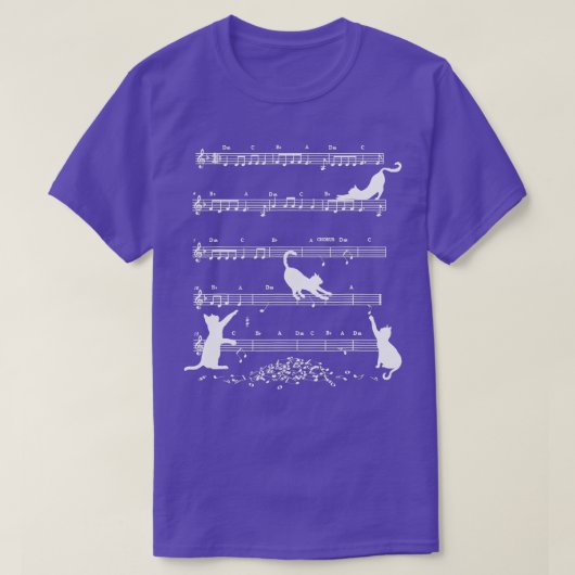 T-shirt Cute Cat Kitty Playing Music Note Clef (Design devant)