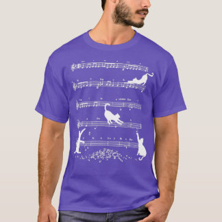 T-shirt Cute Cat Kitty Playing Music Note Clef