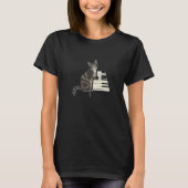 T-shirt Cute Cat Kitty Playing Music Piano Musician Cat (Devant)