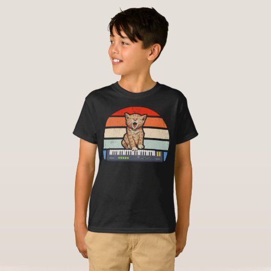 T-shirt Cute Cat lecture Clavier (Devant entier)