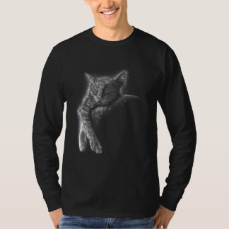 T-shirt Cute cat lying on moon graphic for men women child