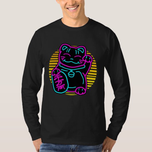 T-shirt Cute Cat Maneki Neko Japanese Welcome Kitten (Devant)