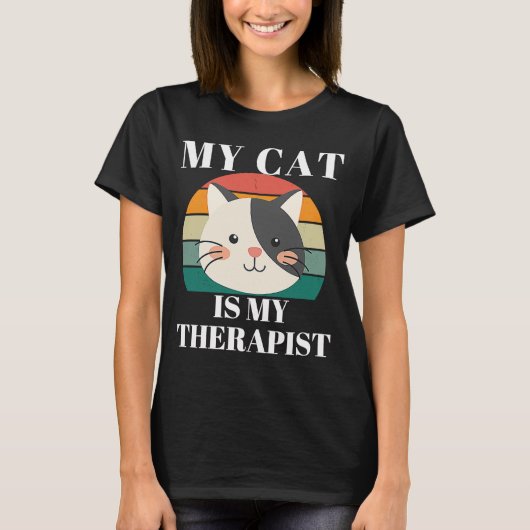 T-shirt Cute Cat My Cat is My Therapy 2 (Devant)