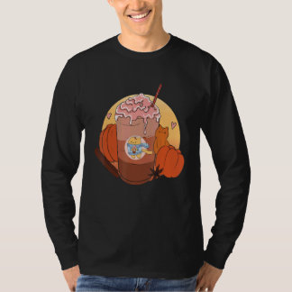 T-shirt Cute Cat Pumpkin Spice Coffee Latte Fall Autumn Se