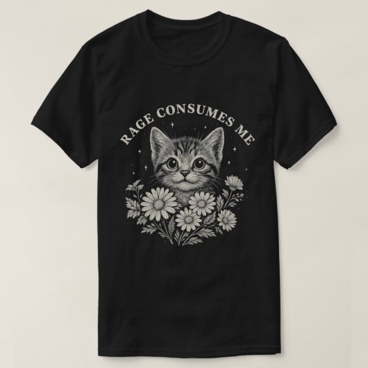 T-shirt Cute Cat Rage esthétique - Drôle Kitten avec Fleur (Design devant)