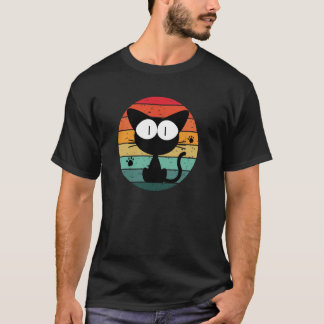 T-shirt Cute Cat Retro Design coucher de soleil Anniversai