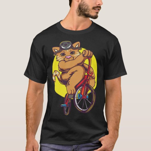 T-shirt Cute cat riding a BMX bike (Devant)