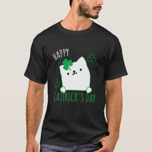 T-shirt Cute Cat St Patrick's Day Shamrock Pour Filles Kit