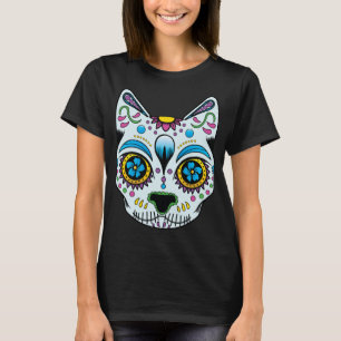 T-shirt Cute Cat Sugar Skull Day of the Dead Dia De Los Mu
