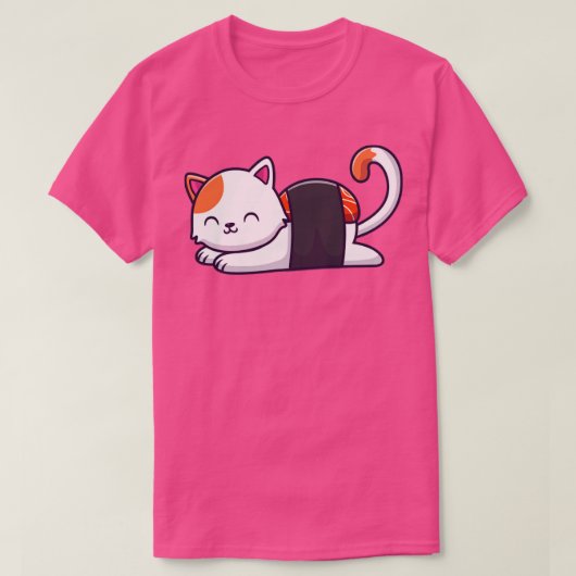 T-shirt Cute Cat Sushi Saumon (Design devant)