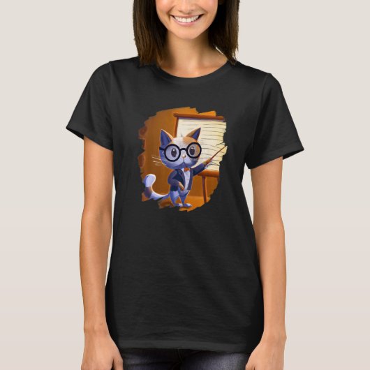 T-shirt Cute Cat Teacher Kitten Professor School 2 (Devant)