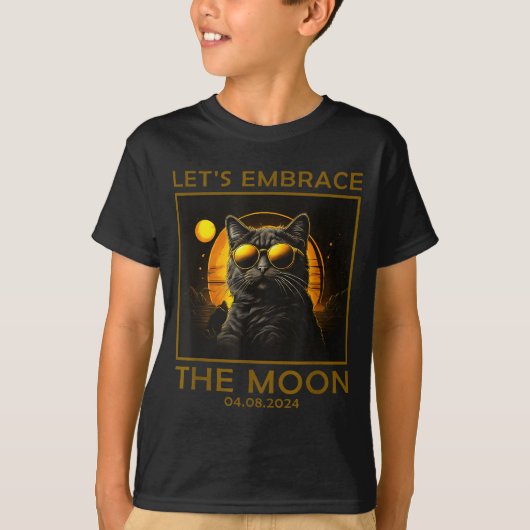 T-shirt Cute Cat Total Solar Eclipse Embrace (Devant)