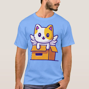 T-shirt Cute Cat Unicorn Jouer Dans Carton Box