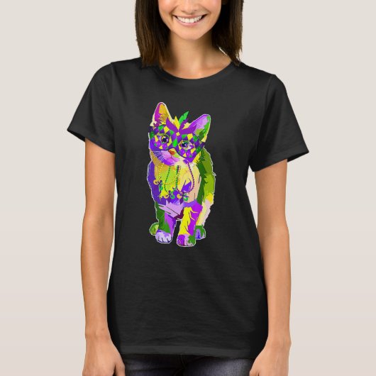 T-shirt Cute Cat Wearing Carnival Mask Mardi Gras Cat (Devant)