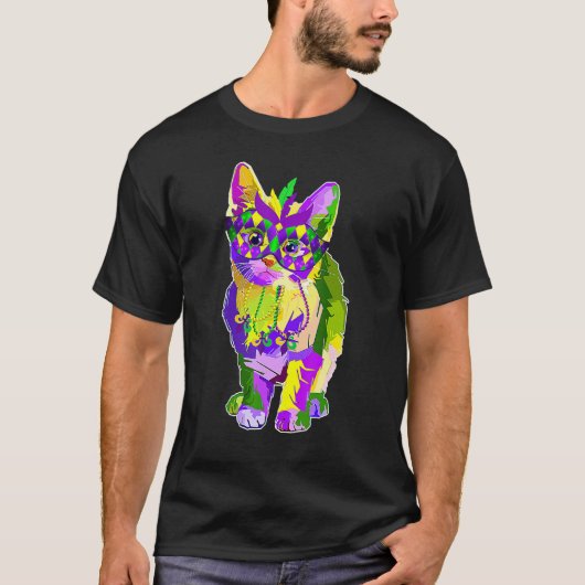 T-shirt Cute Cat Wearing Carnival Mask Mardi Gras Cat (Devant)