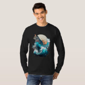 T-shirt Cute Cat with a ocaen wave Illustration 1 (Devant entier)