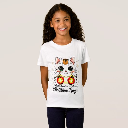 T-Shirt Cute Cat with Lanterns - Festive Lunar New Year (Devant entier)