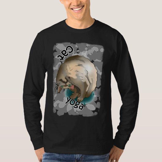 T-shirt Cute Cat Yoga Cou Étirement (Devant)
