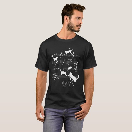 T-shirt Cute Cats Jouer Avec Partition Notes Kittie (Devant entier)