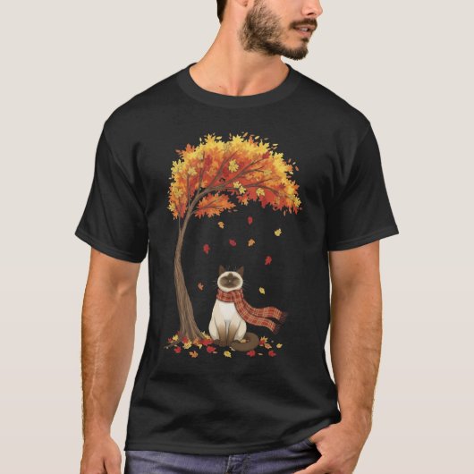 T-shirt Cute Cats Lover Siamese Cat Fall Autumn (Devant)