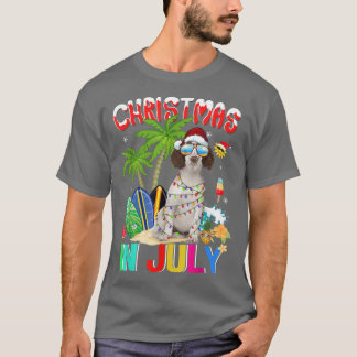 T-shirt Cute Cavalier King à Santa Hat Lunettes de soleil 