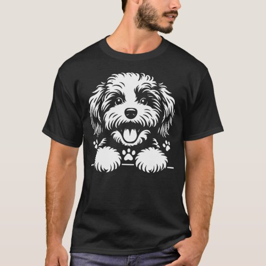 T-shirt Cute Cavapoo Peeking Dog Graphic Design (Devant)