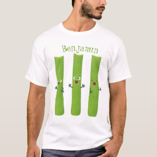T-shirt Cute céleri bâtons trio caricature légumes