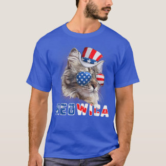 T-shirt Cute Chat 4 juillet Meowica Merica Hommes USA Amér
