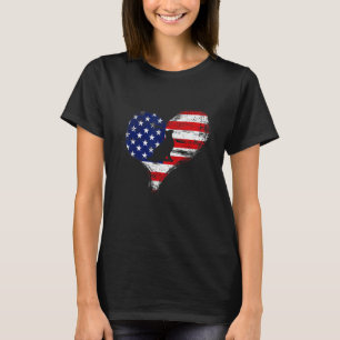 T-shirt Cute Chat American Flag Heart Usa Patriotic Pride