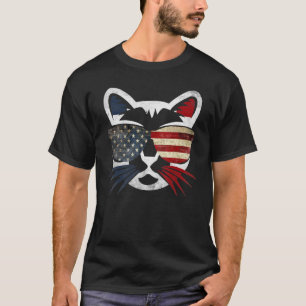 T-shirt Cute chat American Patriotic Tee Cat 4 Juillet Usa
