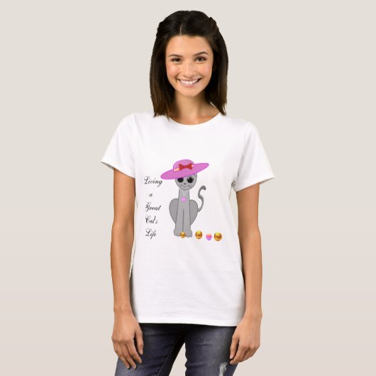 T-shirt Cute chat avec Casquette (Devant entier)