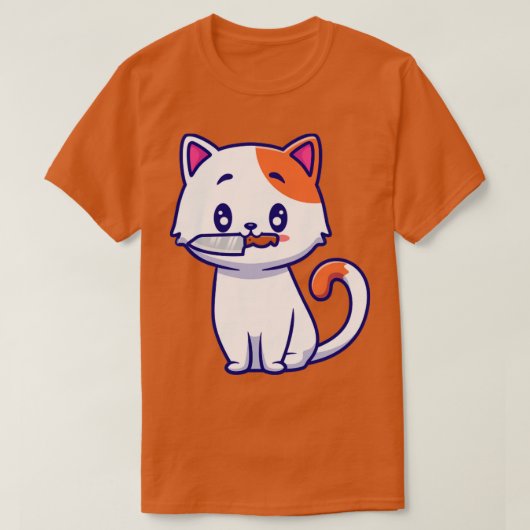 T-shirt Cute Chat Avec Dessin De Couteau (Design devant)