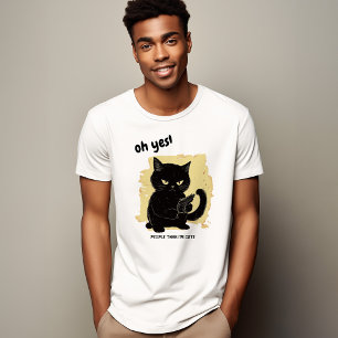 T-shirt Cute chat avec pistolet   Chat moyen drôle