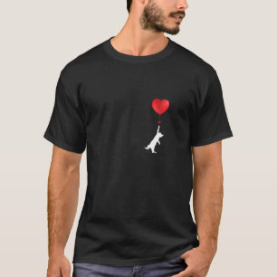 T-shirt Cute Chat Blanc Volant Avec Coeur Balloon Amour Ki