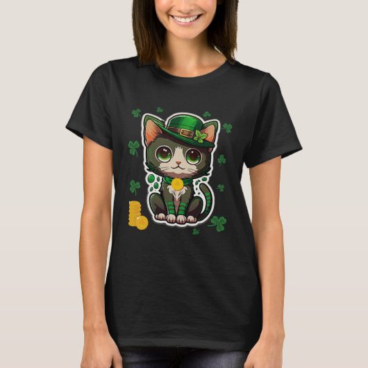 T-shirt Cute Chat C Chuck Tenue Saint Patrick Casquette (Devant)
