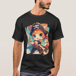 T-shirt Cute Chat Comme Pirate Kawaii Anime
