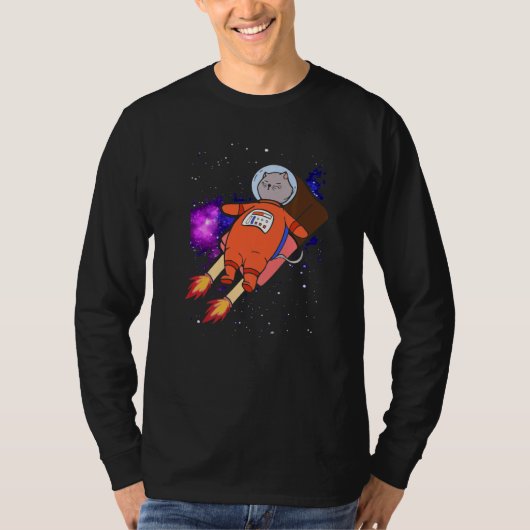 T-shirt Cute Chat Dans L'Espace Riding Popsicle (Devant)