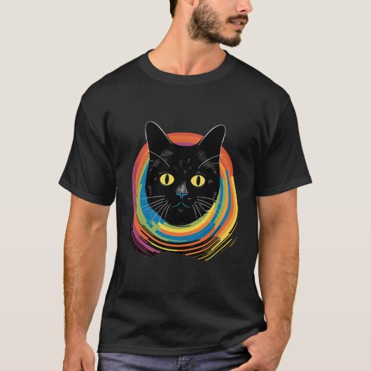 T-shirt Cute Chat Devant Rainbow Cats Lover Catowner (Devant)