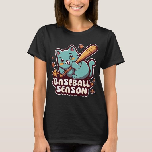 T-shirt Cute Chat Funny Baseball (Devant)