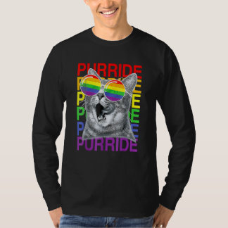 T-shirt Cute Chat Gay pride Mois Arc-en-ciel Lunettes de s