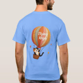 T-shirt Cute Chat Hot Air Balloon Whimsical Art (Dos)