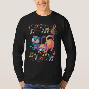 T-shirt Cute Chat Jouer Musique Note Clef Musicien Art Pia